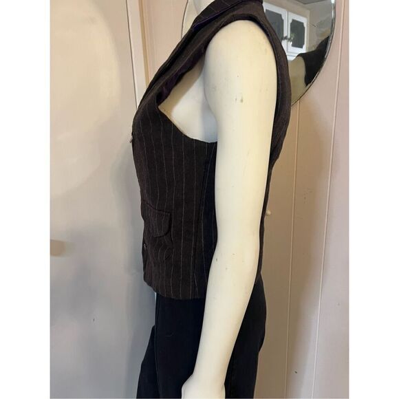 OOAK Al’s Attire North Beach Steam Punk Brown Pinstriped Many Zippers Vest S/M - Picture 4 of 11